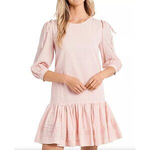CeCe Clip Dot Ruffle Hem Dress Pink 100% cotton Summer Dress NWT MSRP $129